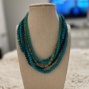 Turquoise blue beaded necklace
